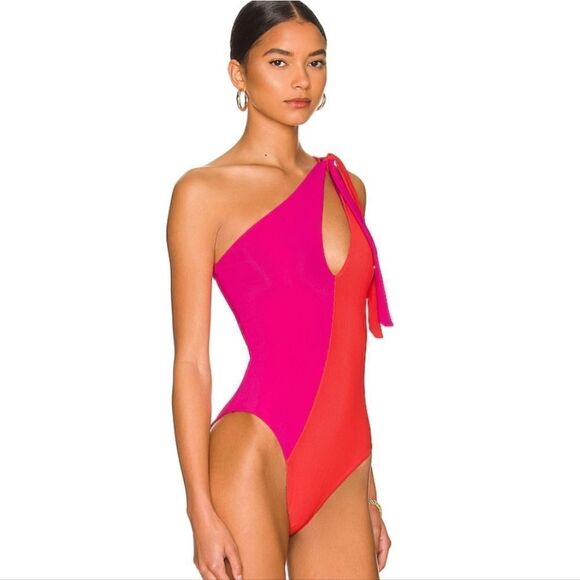 Beach Riot Women's Nia One-Piece Swimsuit Size medium- Magenta Coral - Picture 3 of 14
